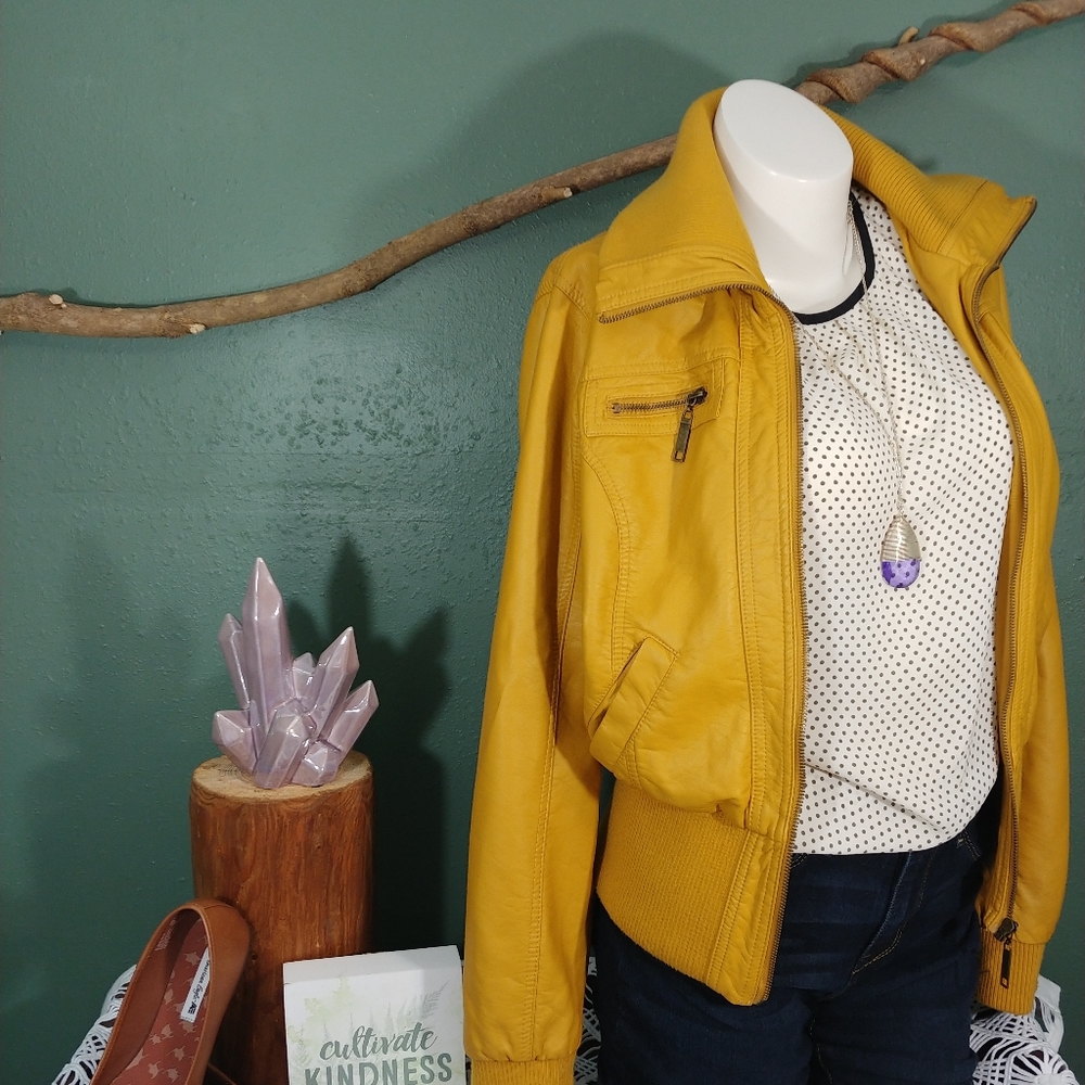 ✔Jou Jou Faux Leather Jacket in Yellow